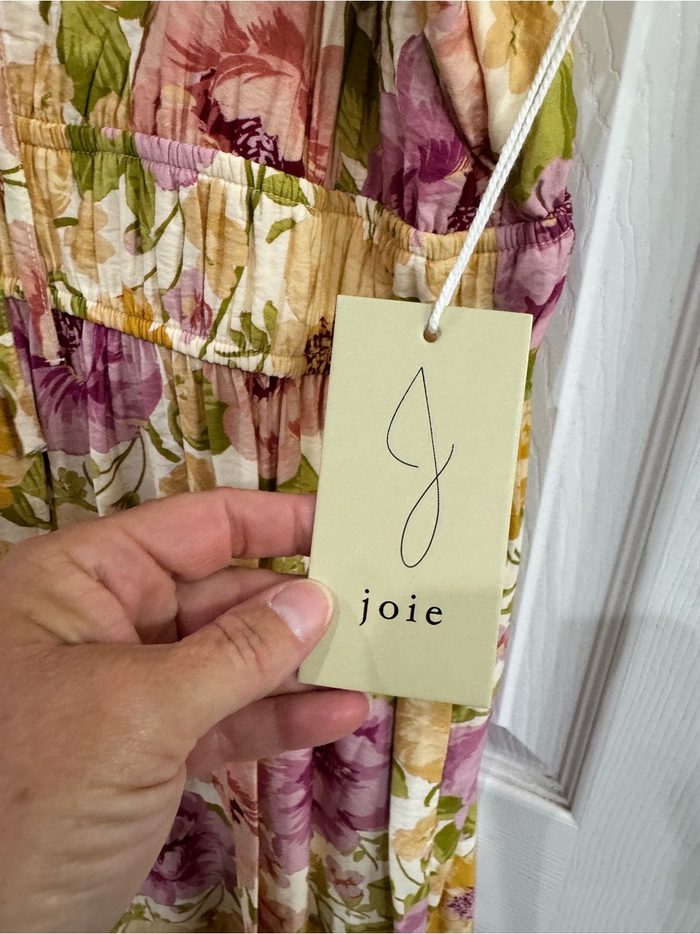 Joie Cream Floral Maxi Dress with Pink & Yellow Blooms - Picture 3 of 6